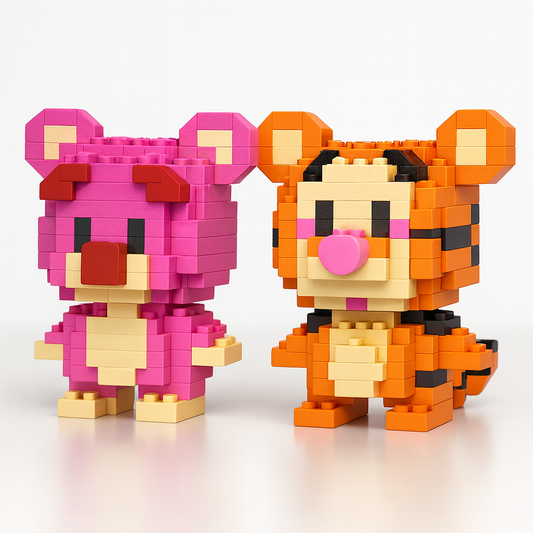 Mini Blocks Sevimli Çift Seti – Kaplan & Ayıcık Modeli